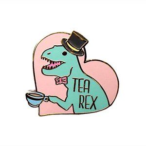 Tea Rex Dinosaur Valentine Enamel Pin